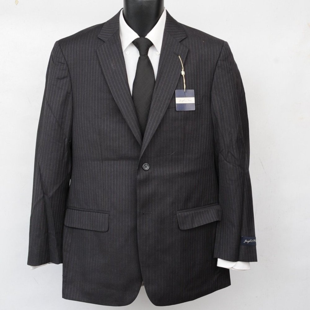 Joseph & Feiss Dark Charcoal Multi Pinstripe Wool 2 Butt Jacket Mens Size 40 R